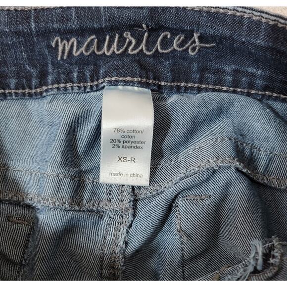 Maurices Dark Blue Mid Washed Skinny Women's Jeans XS Faux Front Pockets - Picture 4 of 4